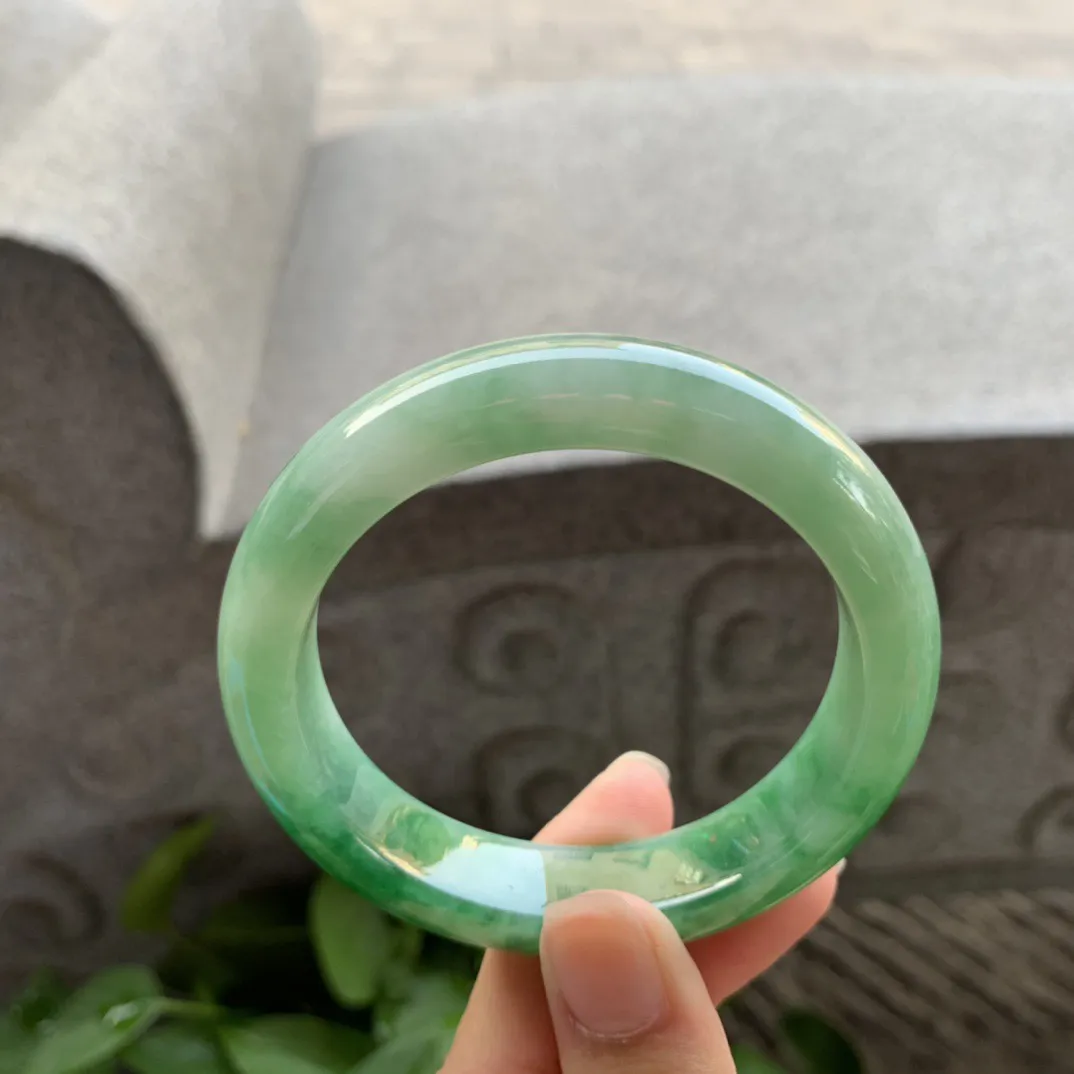 圈口 54.7-13-9【芙蓉绿正圈手镯】正圈54 55可戴
