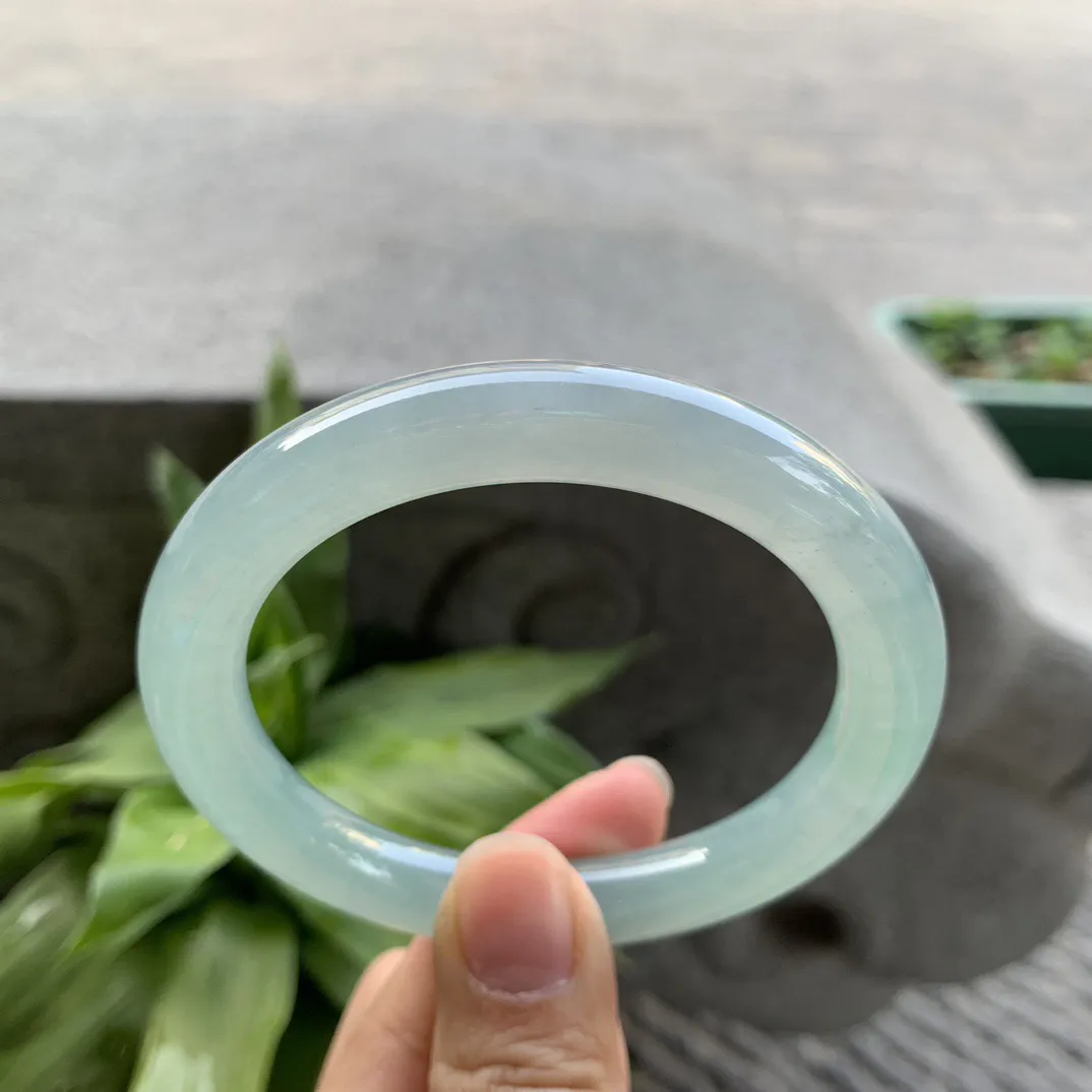 圈口 57.3-9.9【冰晴绿圆条手镯】圆条57 58可戴