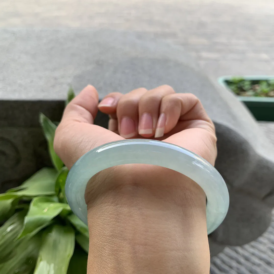 圈口 57.3-9.9【冰晴绿圆条手镯】圆条57 58可戴