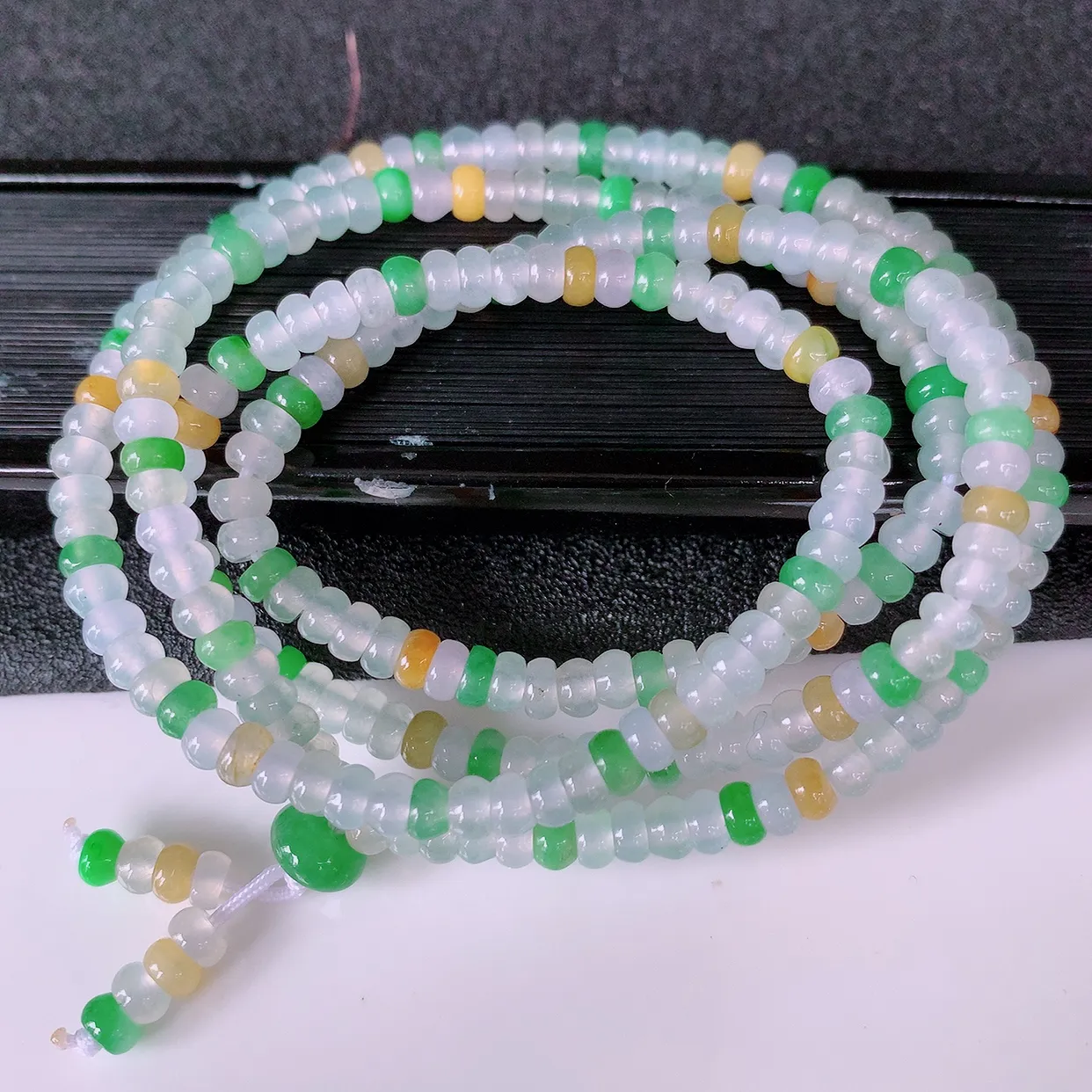 自然光实拍，冰种多宝翡翠项链，多彩翡翠珠链， 颜色丰富，料子细腻，高档大气  自戴送礼佳品！#001.1取一尺寸4mm