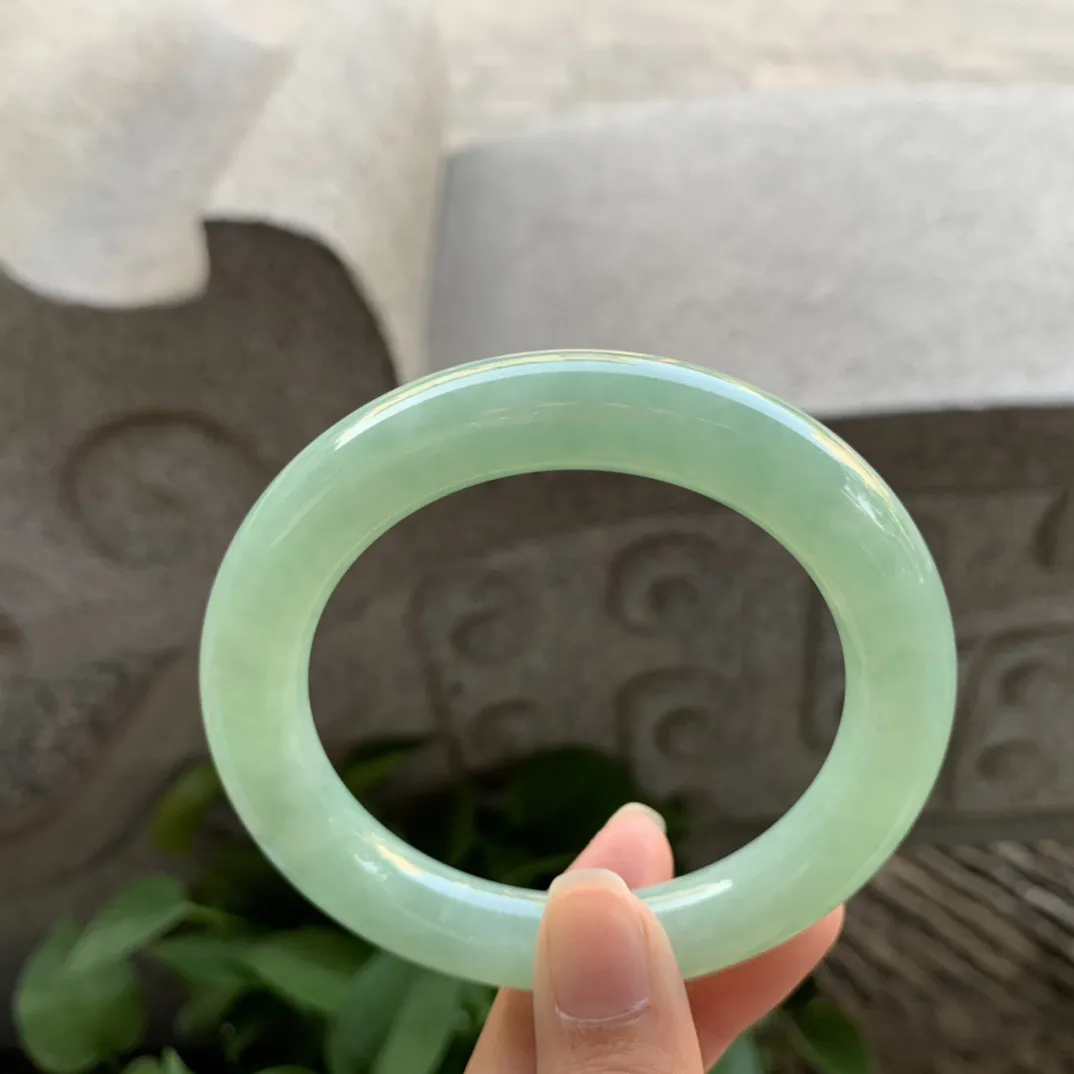 圈口56.8-11.3 【满绿圆条手镯】圆条56 57可戴