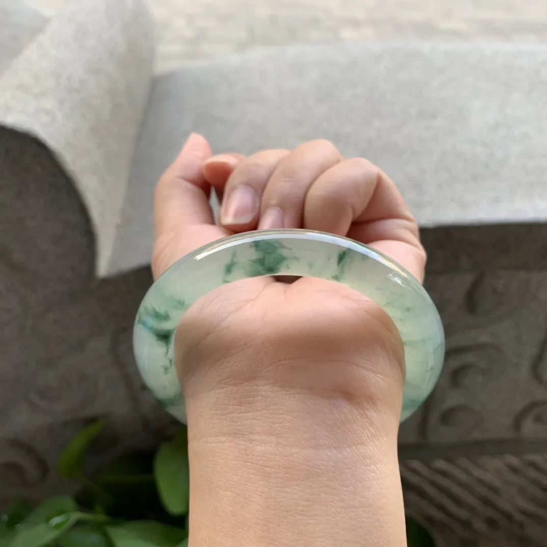 圈口 55.5-9.9【高冰飘花圆条手镯】圆条55 56可戴