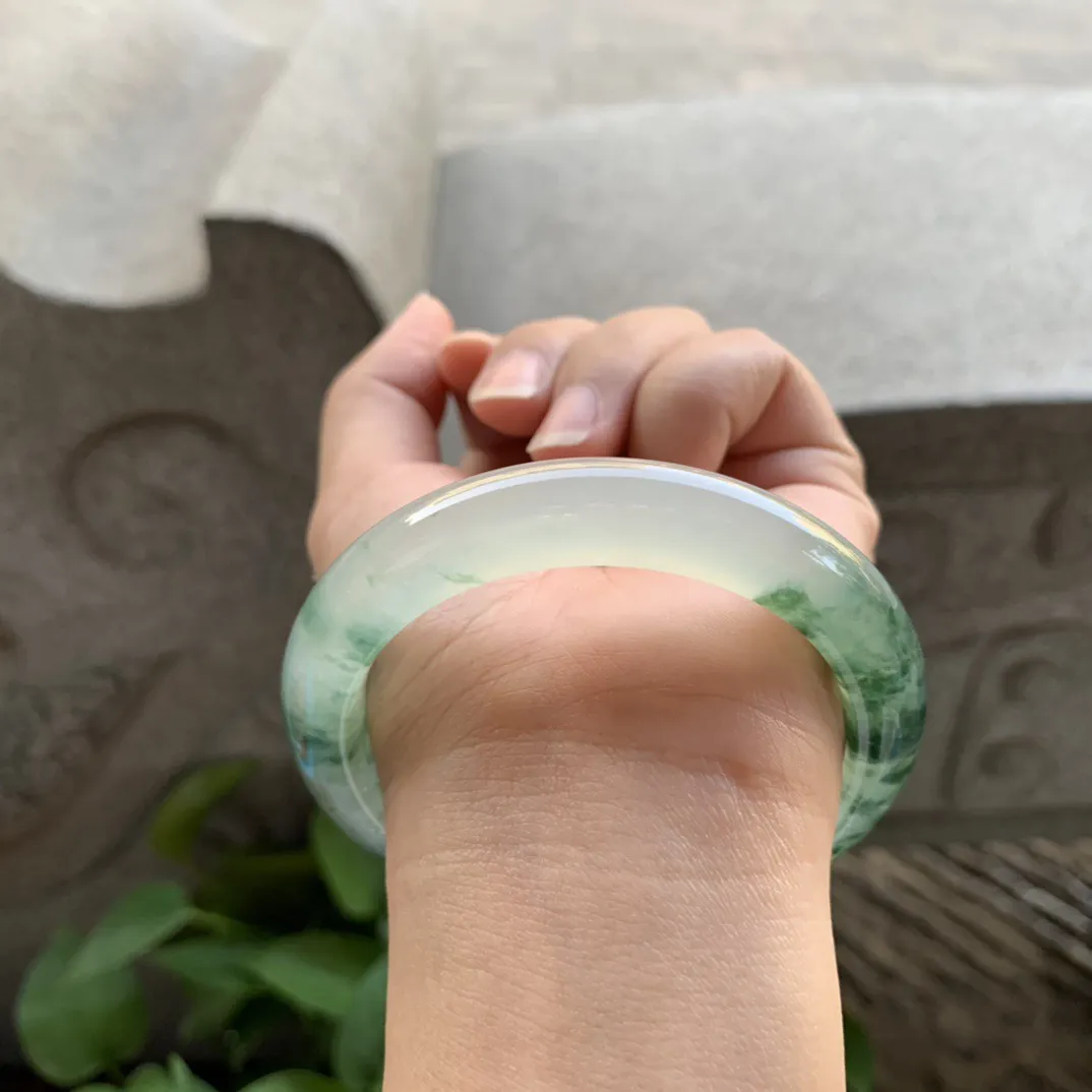 圈口55.6-11.2-9.5 【玻璃种飘花正圈手镯】正圈56 57可戴