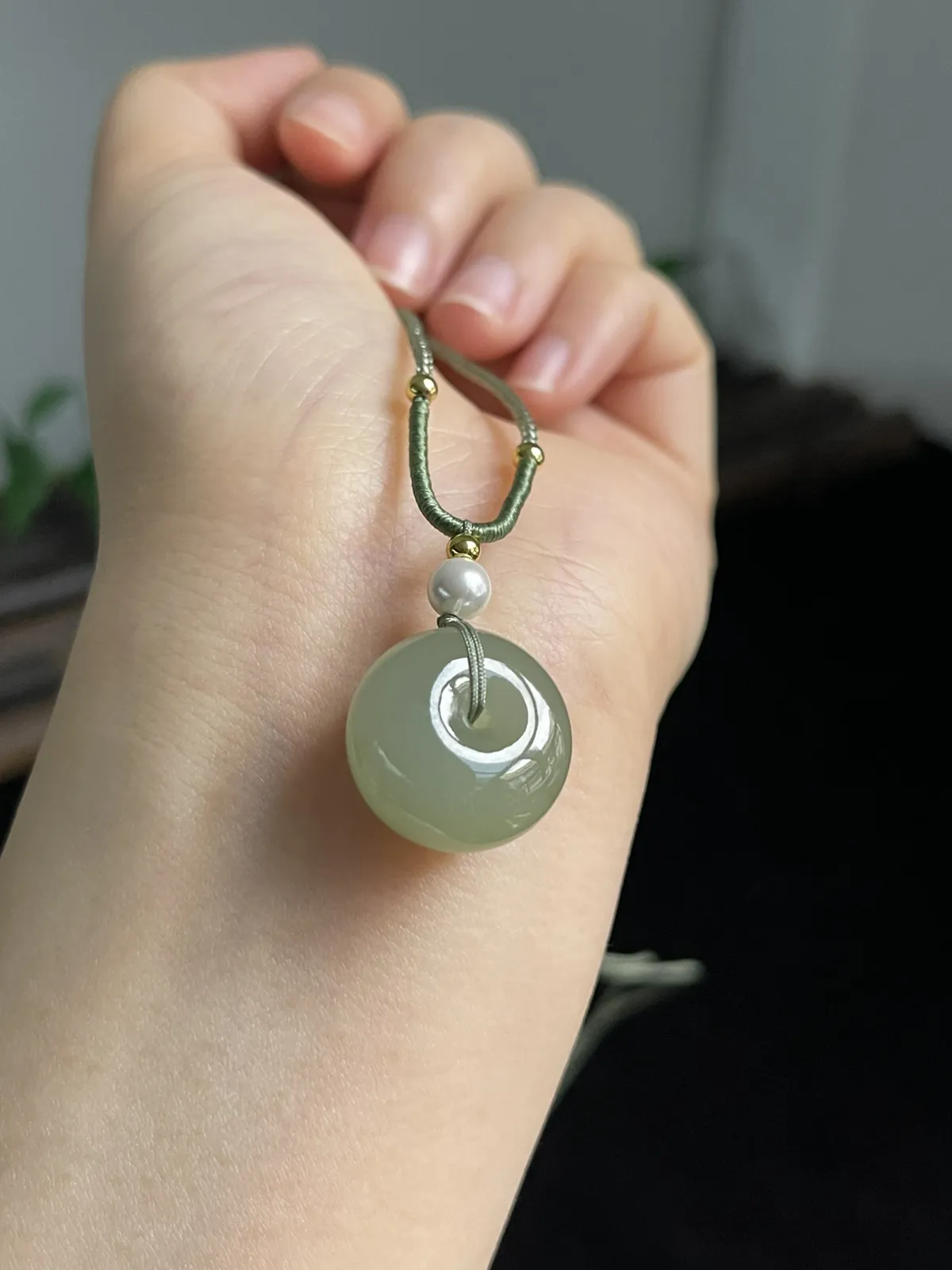 和田玉双面圆满平安扣挂件