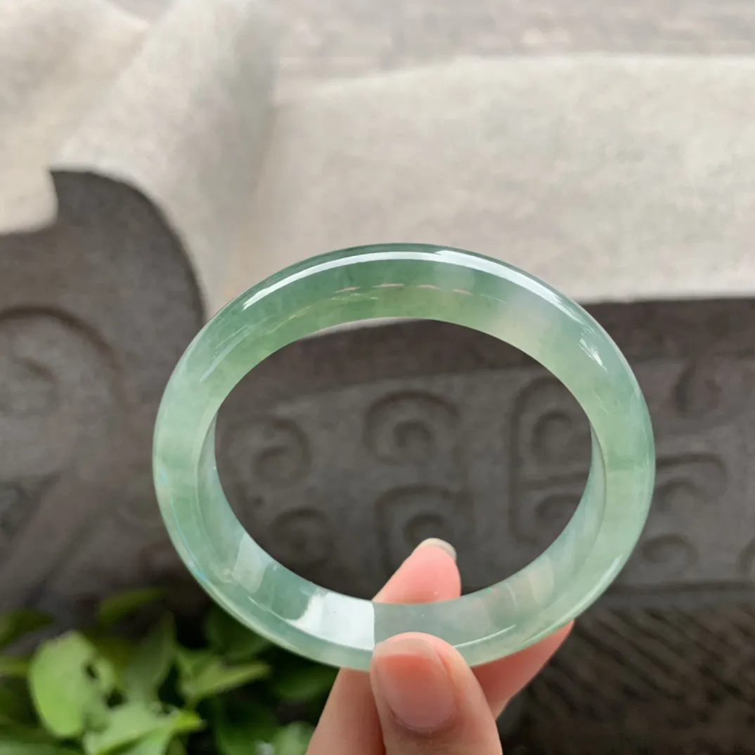 圈口 57.3-12-7.9【芙蓉绿正圈手镯】正圈57 58可戴