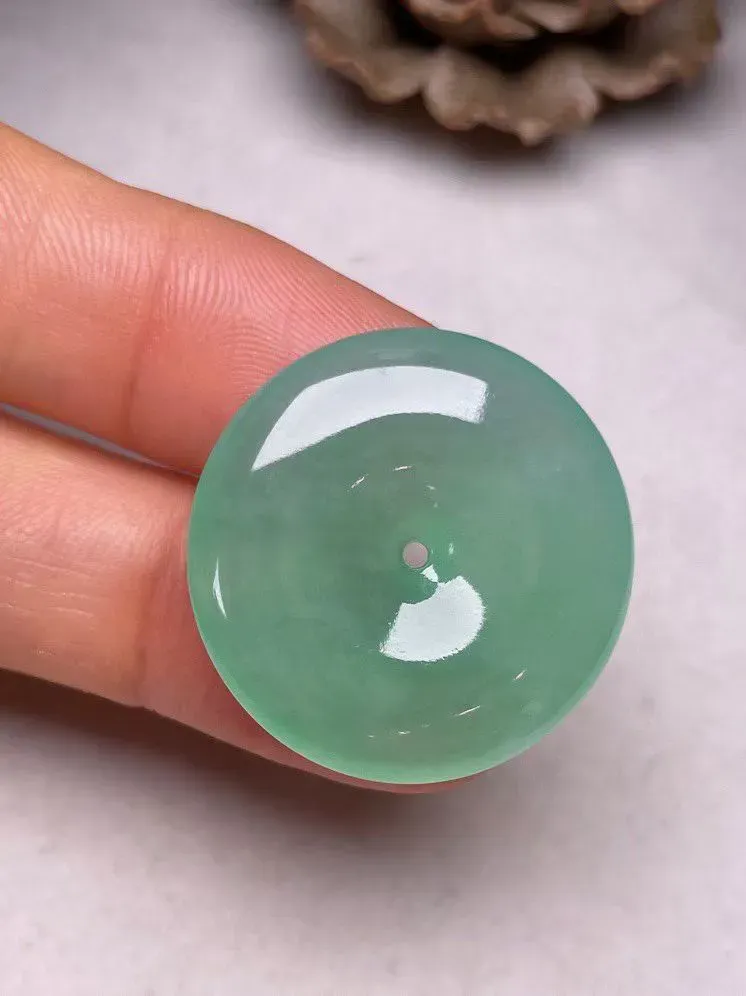 冰种底色【平安扣】吊坠，种水好，玉质细腻 ，卖相好