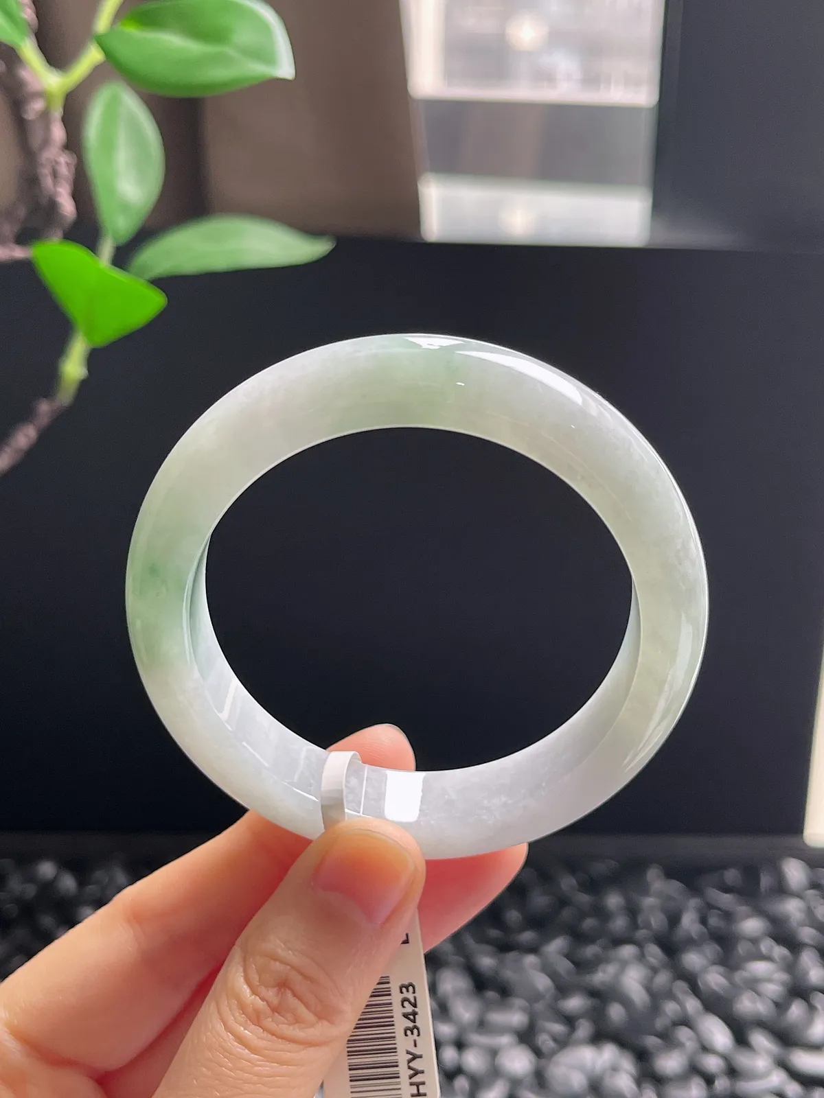 正圈52圈口，翡翠糯化种飘花手镯