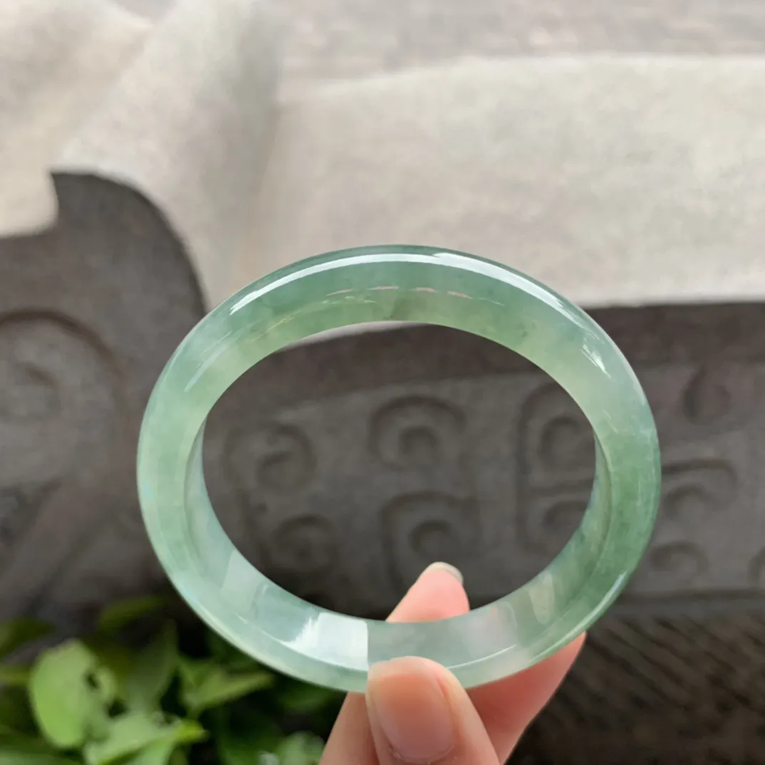 圈口 57.3-12-7.9【芙蓉绿正圈手镯】正圈57 58可戴