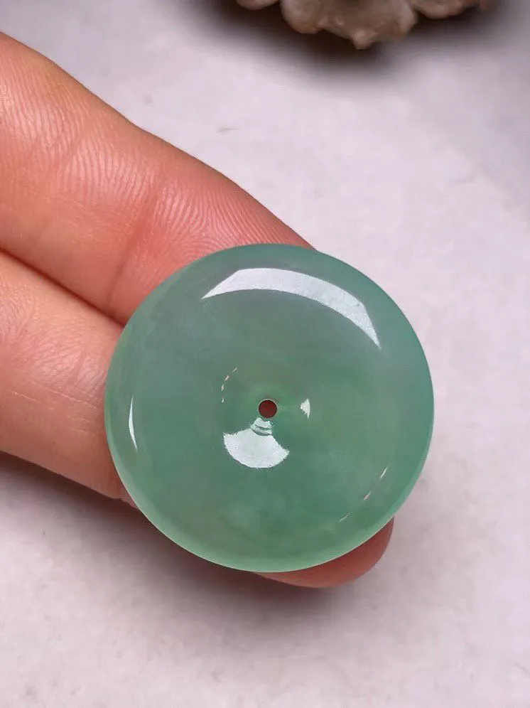 冰种底色【平安扣】吊坠，种水好，玉质细腻 ，卖相好