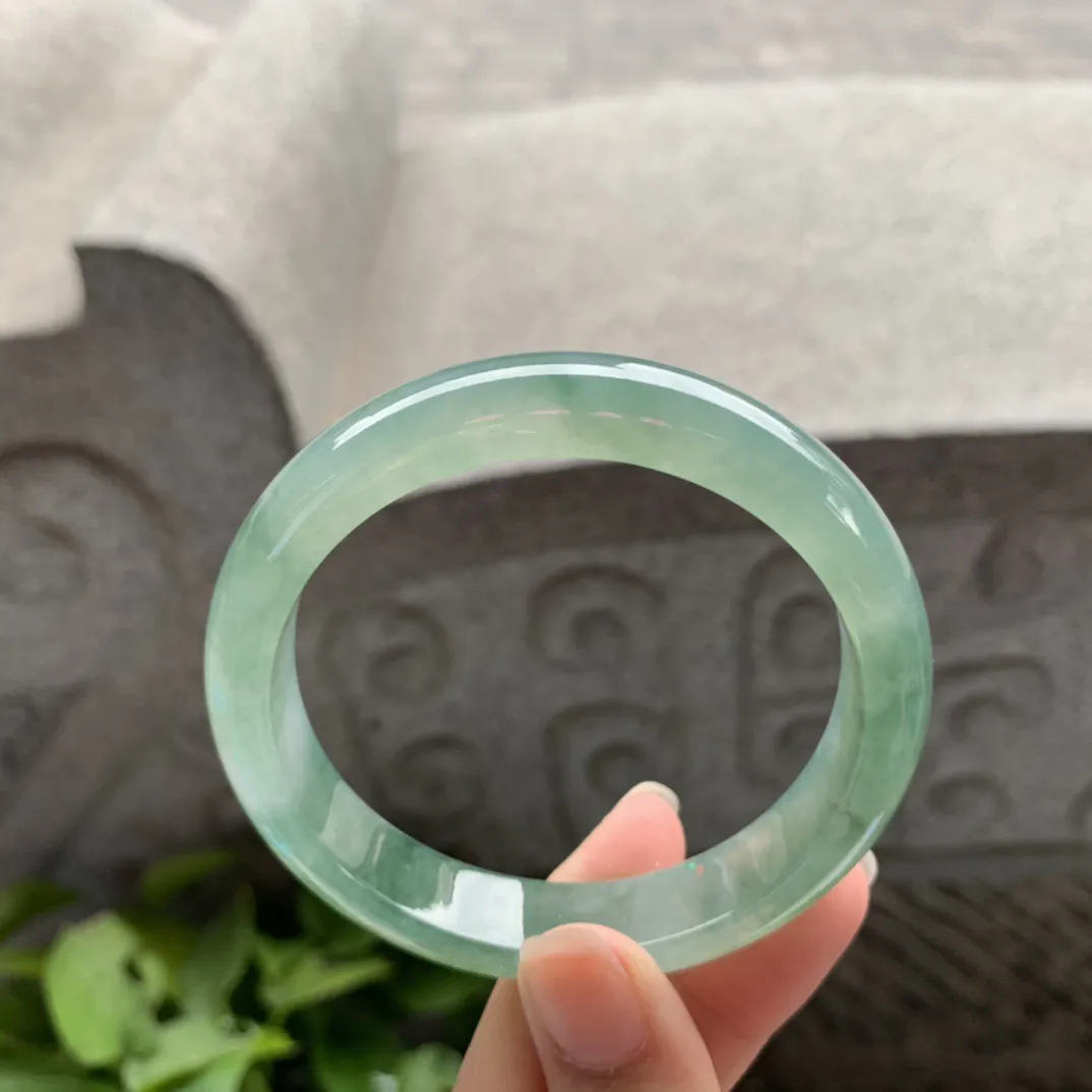 圈口 57.3-12-7.9【芙蓉绿正圈手镯】正圈57 58可戴