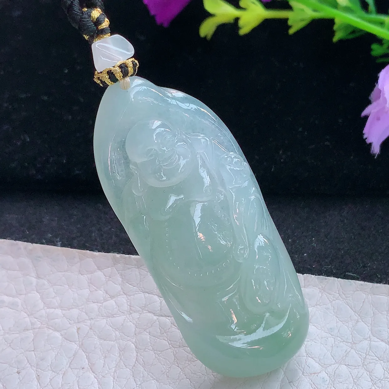 yl实拍55.8*24*8缅甸翡翠弥勒佛玉坠 站佛布袋佛项坠