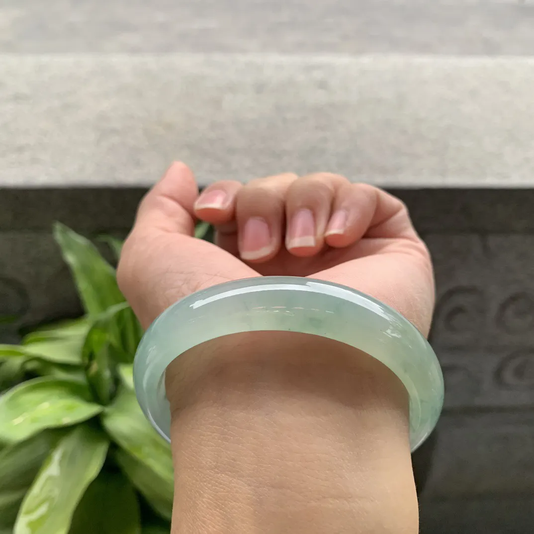 圈口56-49.6-12.4-7.3 【冰种飘花贵妃手镯】贵妃56 57可戴