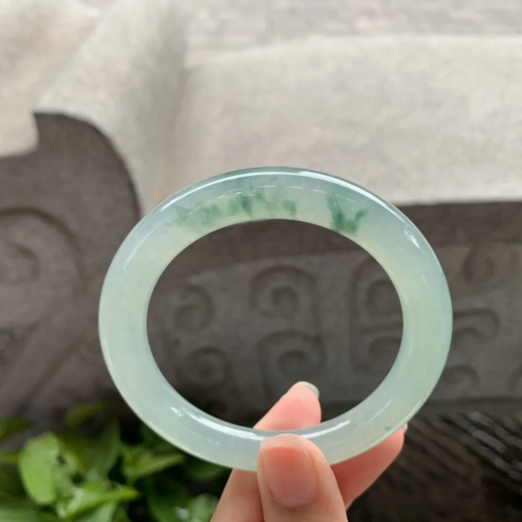 小圈口53.5-8.8 【冰飘花圆条手镯】  圆条53 54可戴