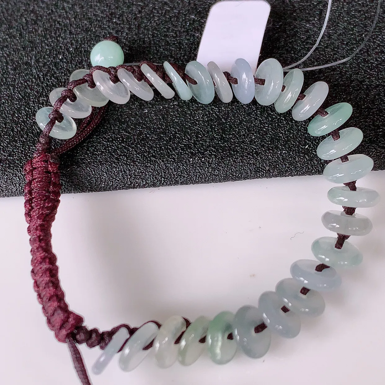 自然光实拍，冰种平安扣翡翠手串手链，种老水足，冰清玉润  颜色漂亮  #49.24取一尺寸7