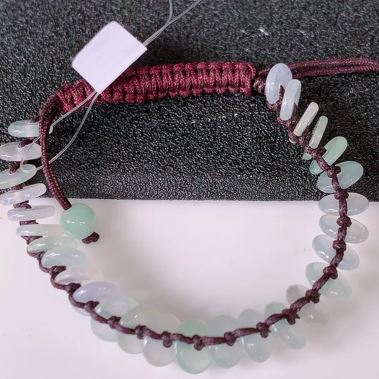 自然光实拍，冰种平安扣翡翠手串手链，种老水足，冰清玉润  颜色漂亮  #49.24取一尺寸7