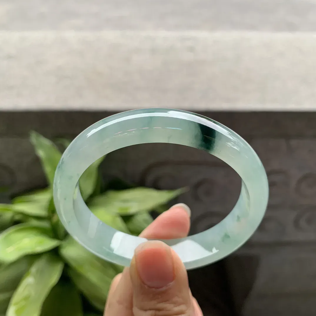 圈口56-49.6-12.4-7.3 【冰种飘花贵妃手镯】贵妃56 57可戴