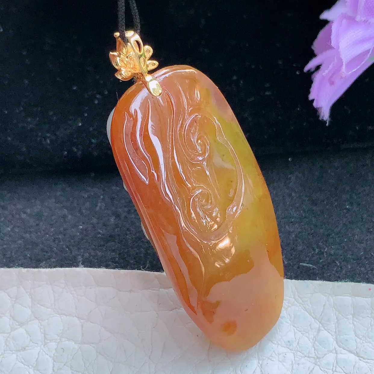 yl实拍42.3*20.5*14缅甸翡翠弥勒佛玉坠 红翡福在眼前项坠镶18k金扣