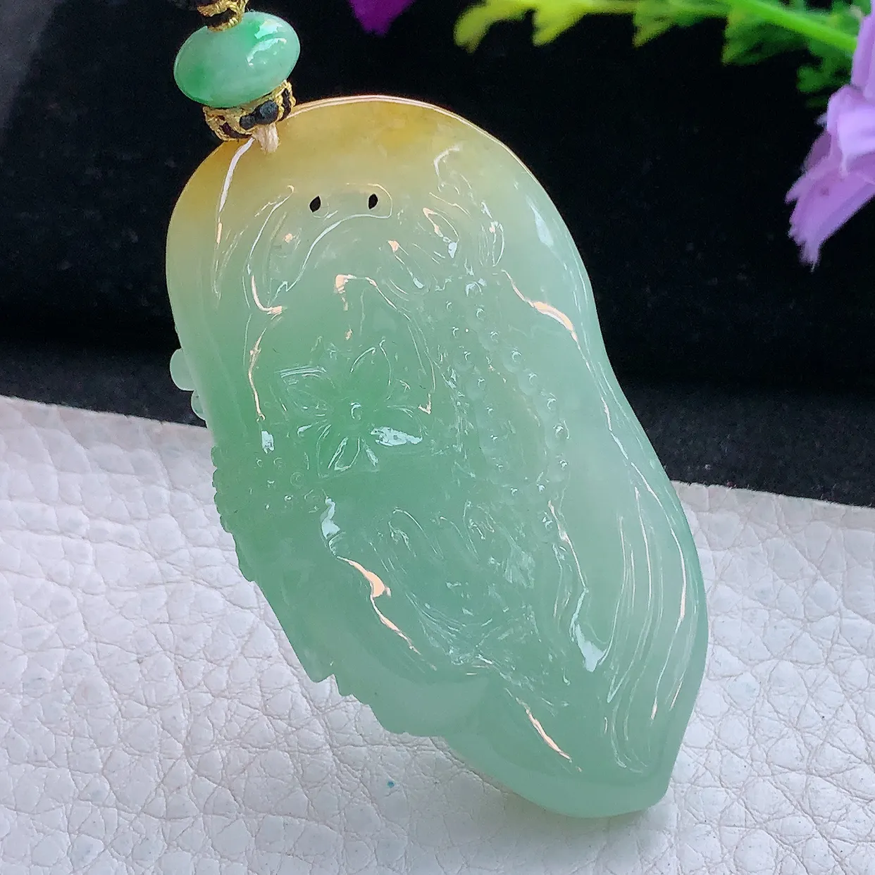 yl实拍63.3*34*11.6缅甸翡翠普渡众生玉坠 花开见佛如来佛祖项坠