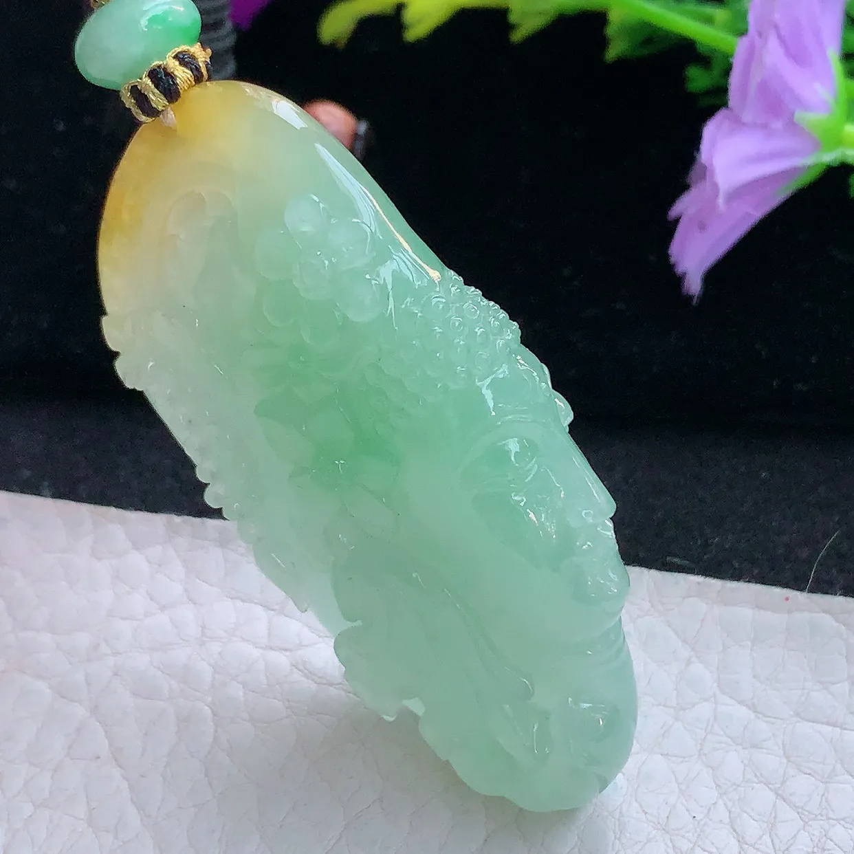 yl实拍63.3*34*11.6缅甸翡翠普渡众生玉坠 花开见佛如来佛祖项坠