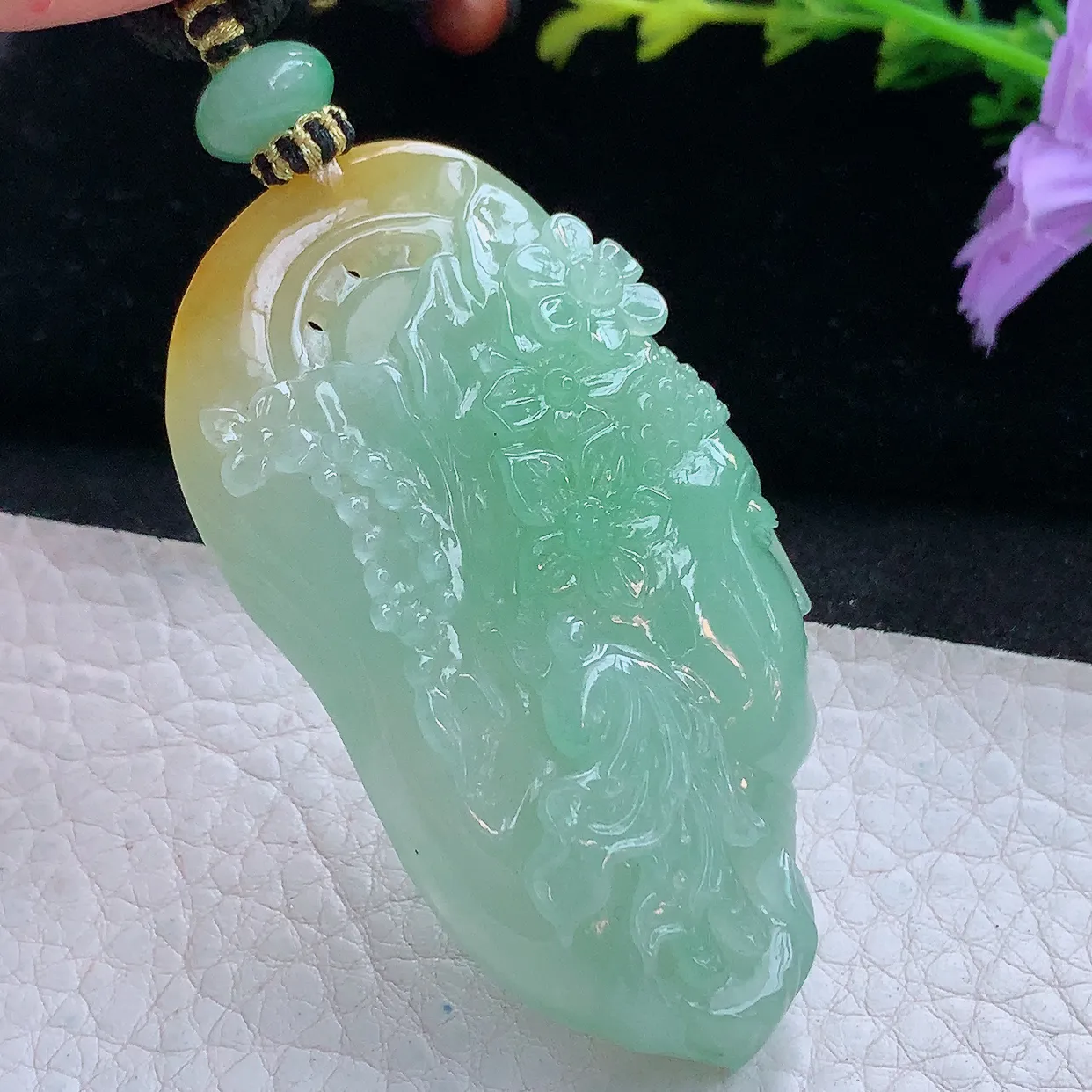 yl实拍63.3*34*11.6缅甸翡翠普渡众生玉坠 花开见佛如来佛祖项坠