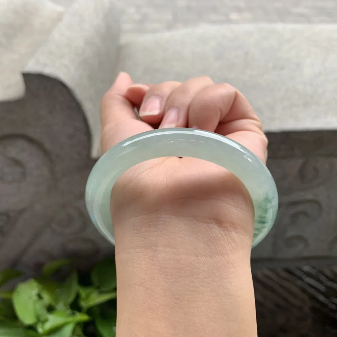 小圈口53.5-8.8 【冰飘花圆条手镯】  圆条53 54可戴