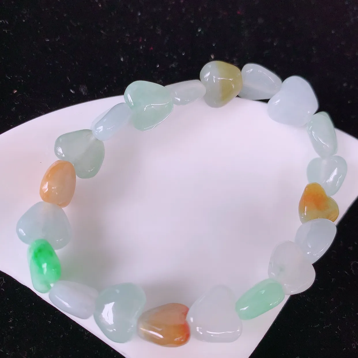 自然光实拍，冰润多宝翡翠手链，多彩翡翠手串，颜色丰富，料子细腻，高档大气，自戴送礼佳品！#81.24取一尺9*10.5*4.8