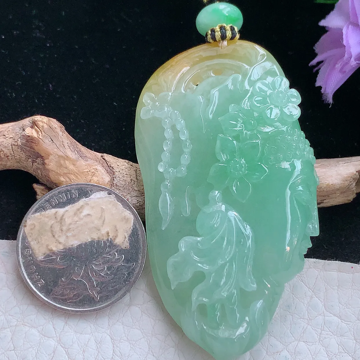 yl实拍63.3*34*11.6缅甸翡翠普渡众生玉坠 花开见佛如来佛祖项坠