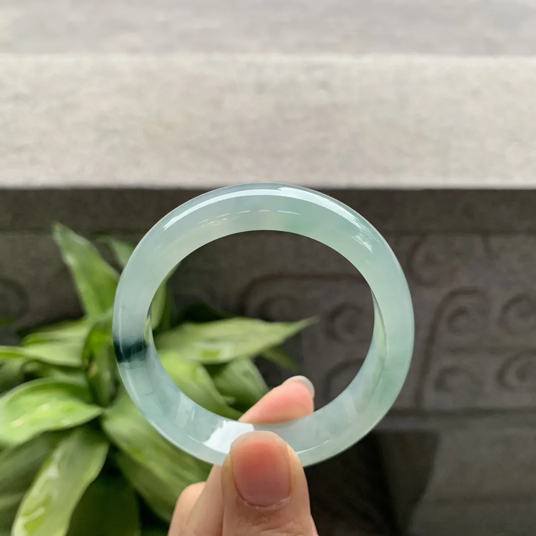 圈口56-49.6-12.4-7.3 【冰种飘花贵妃手镯】贵妃56 57可戴