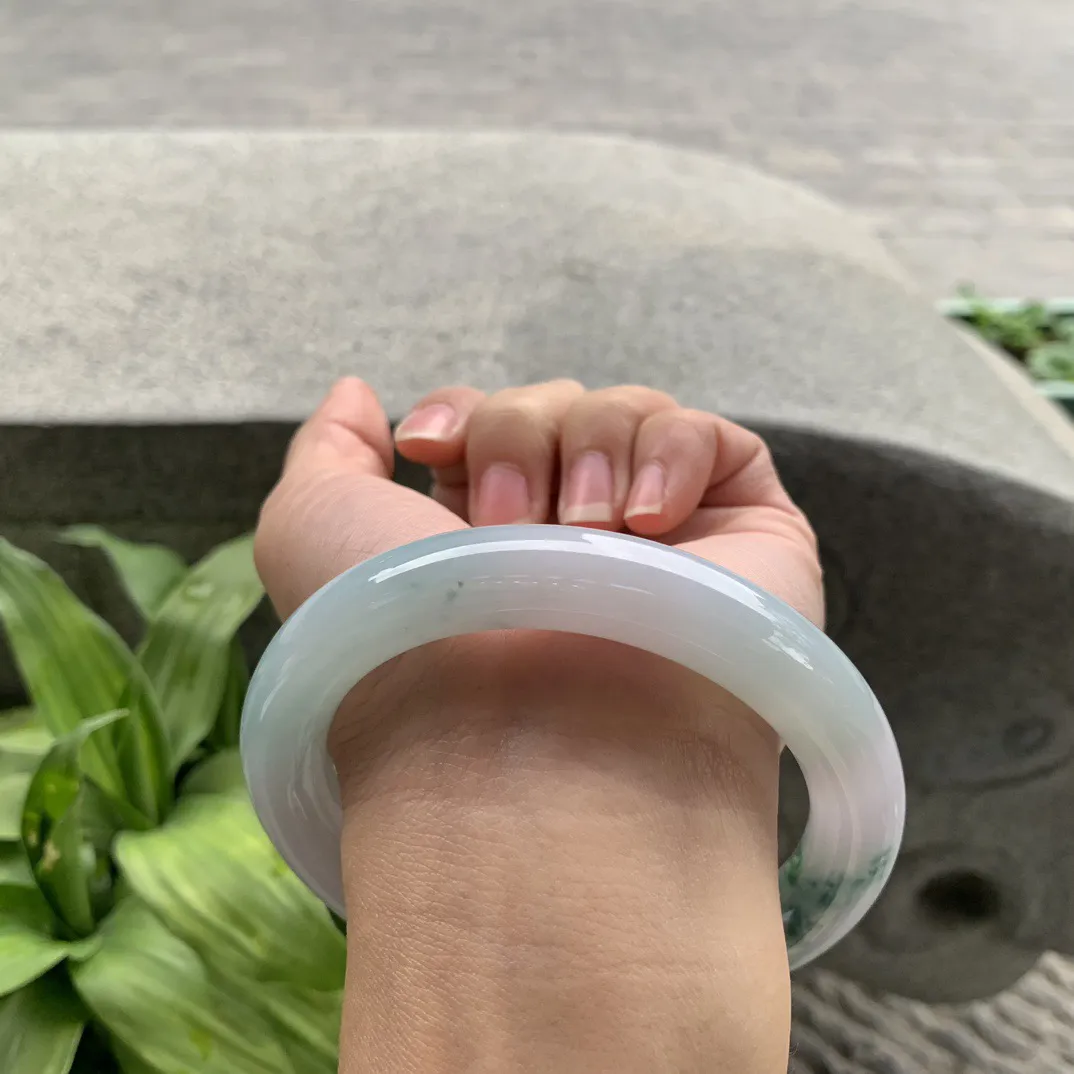 大圈口 63.7-11.8【茄紫飘花圆条手镯】圆条63 64可戴