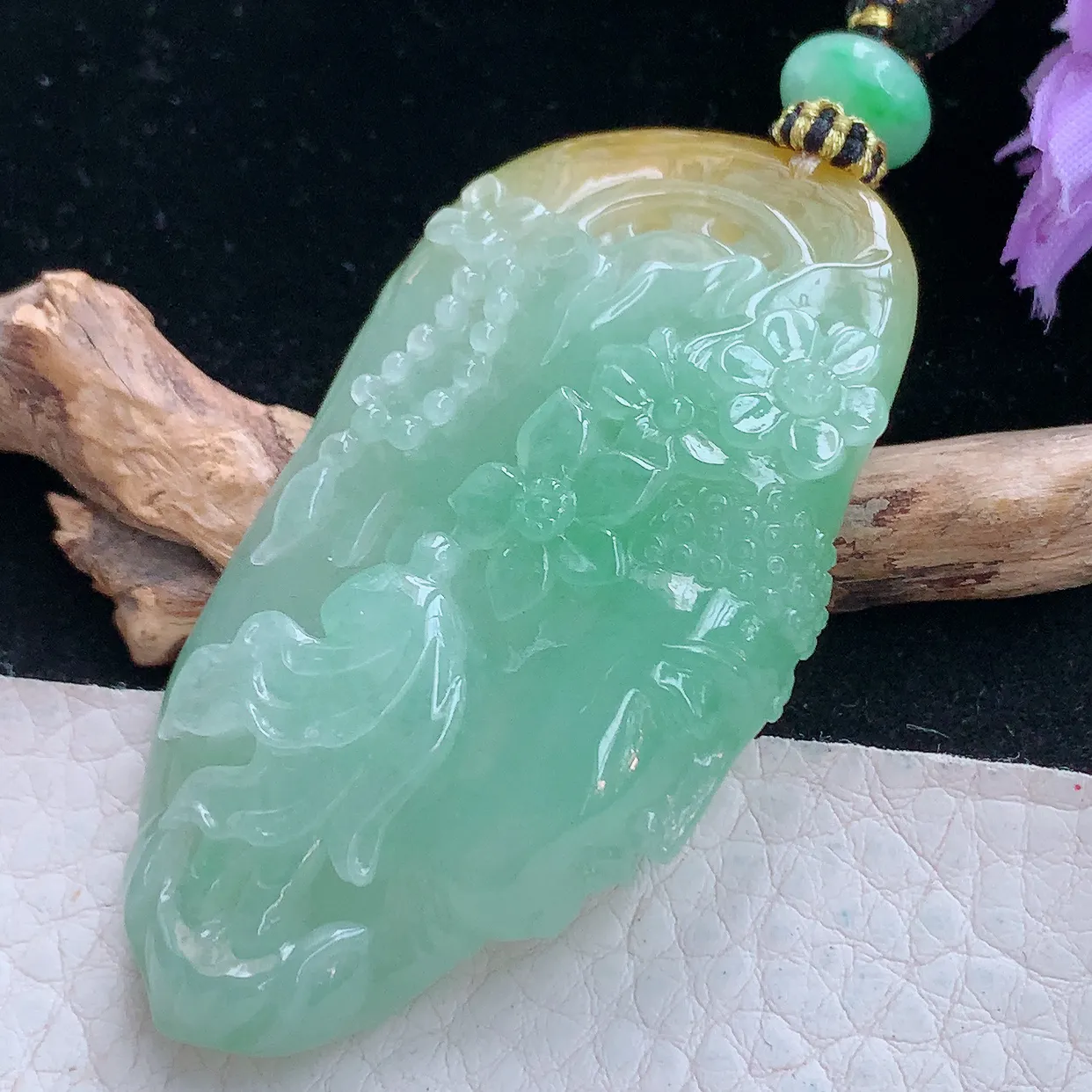 yl实拍63.3*34*11.6缅甸翡翠普渡众生玉坠 花开见佛如来佛祖项坠