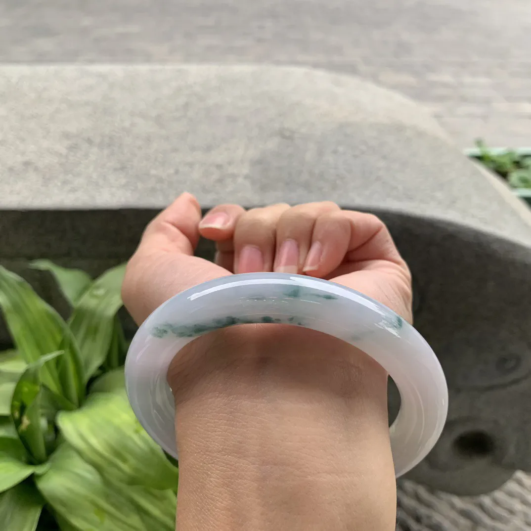 大圈口 63.7-11.8【茄紫飘花圆条手镯】圆条63 64可戴