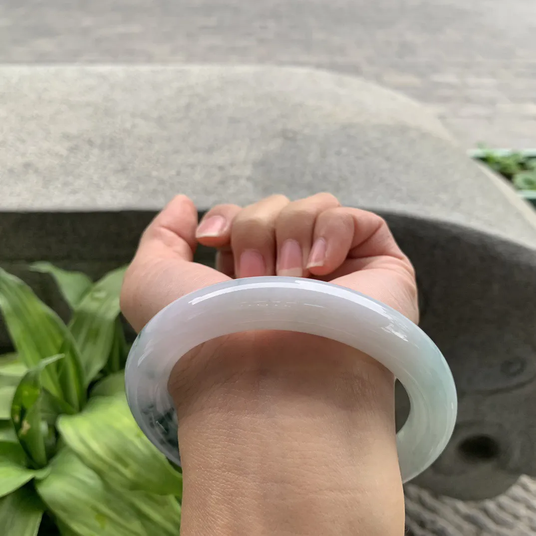 大圈口 63.7-11.8【茄紫飘花圆条手镯】圆条63 64可戴