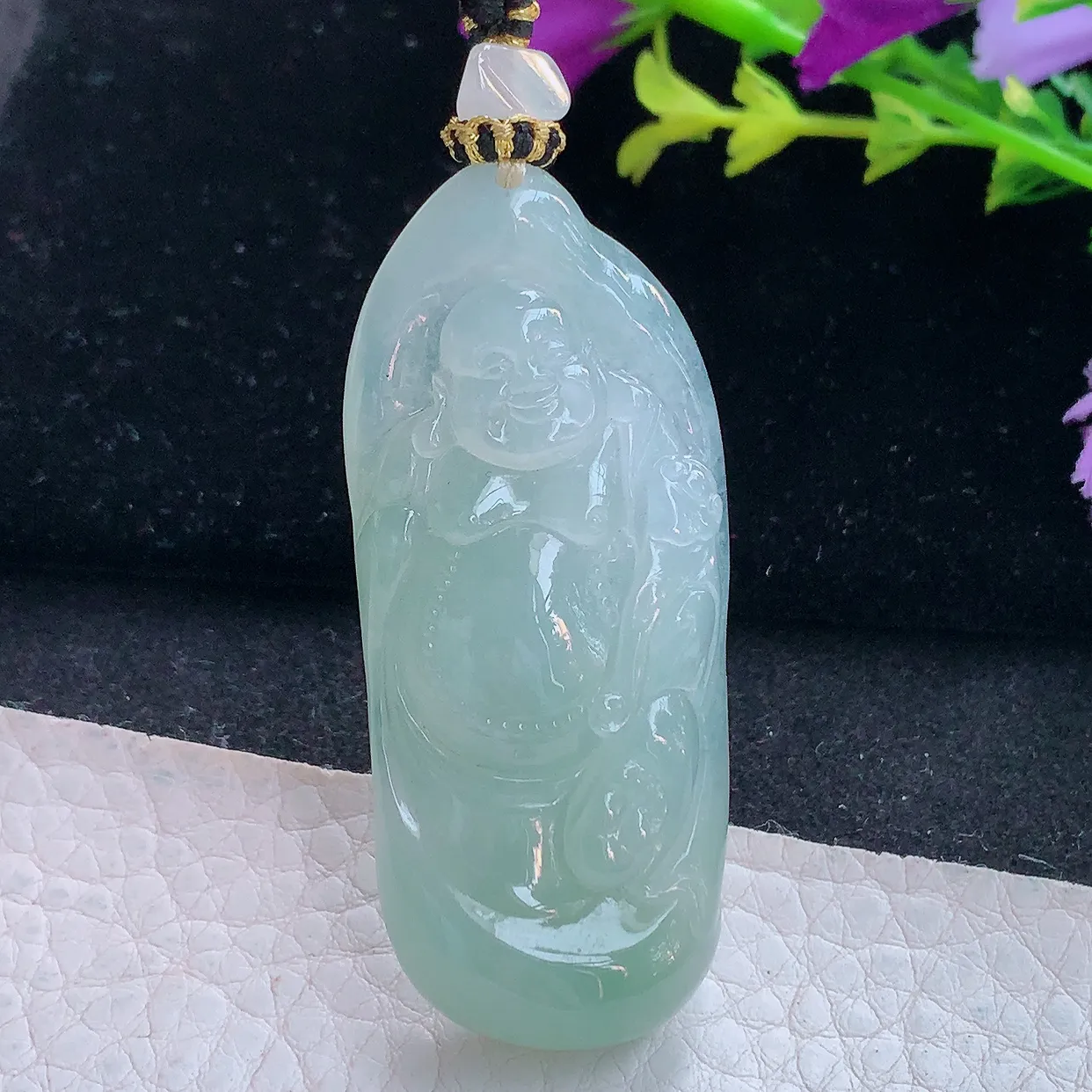 yl实拍55.8*24*8缅甸翡翠弥勒佛玉坠 站佛布袋佛项坠