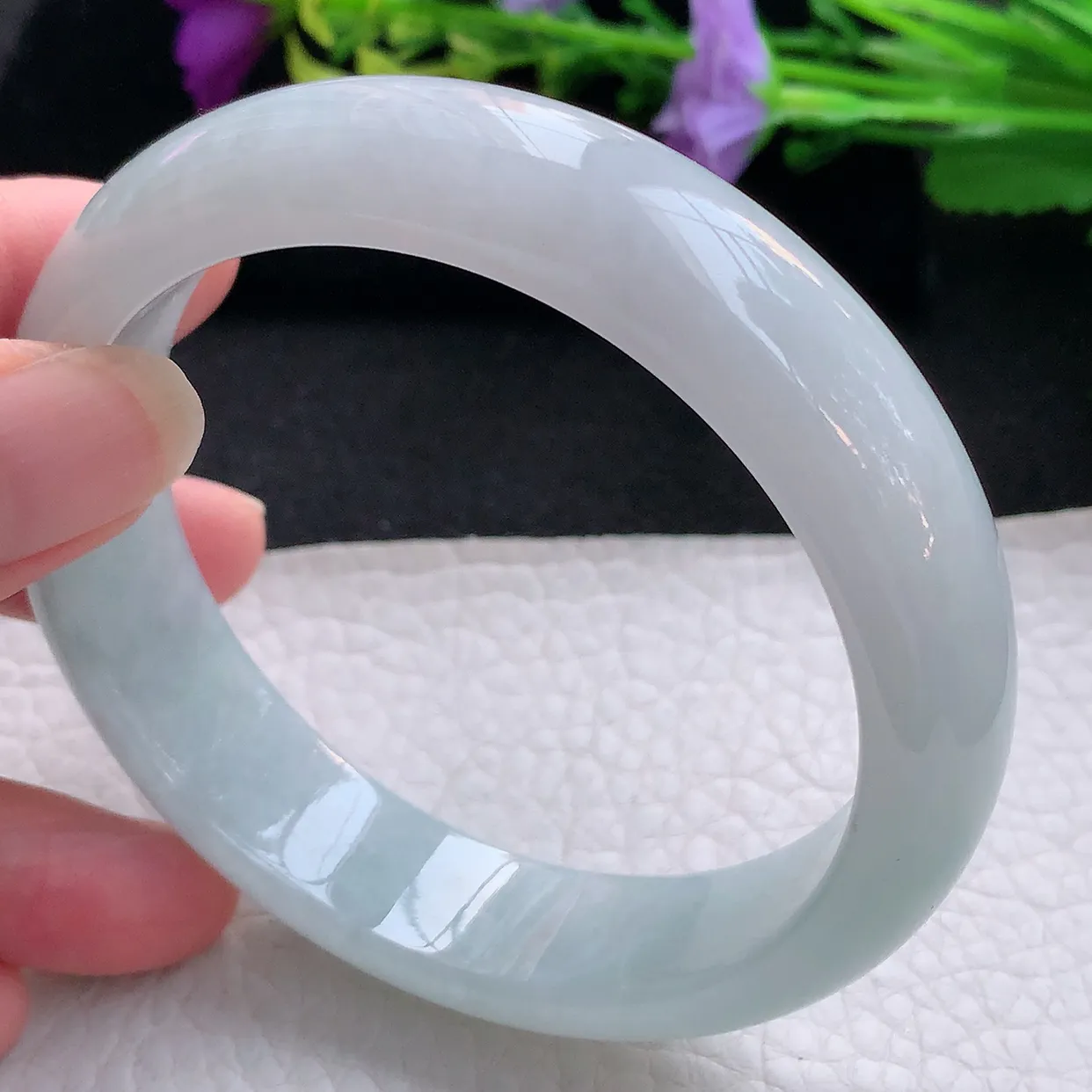 nr大圈口62*15.88.5轮胎平安镯 天然翡翠A货手镯淡绿加宽正圈玉镯子