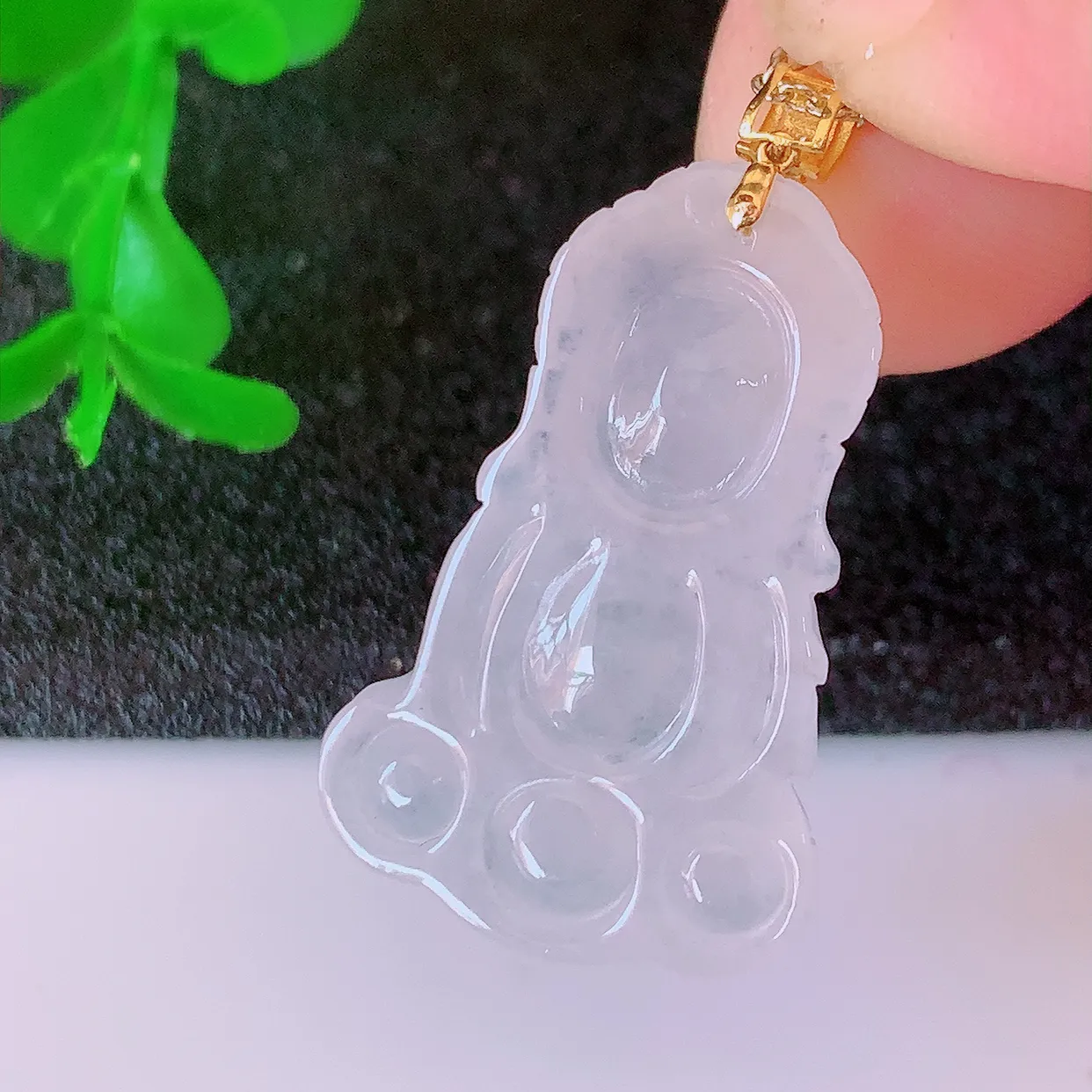 18K金镶嵌冰种翡翠保平安宝宝佛吊坠，一生平安，玉质莹润，佩戴佳品，#60.26