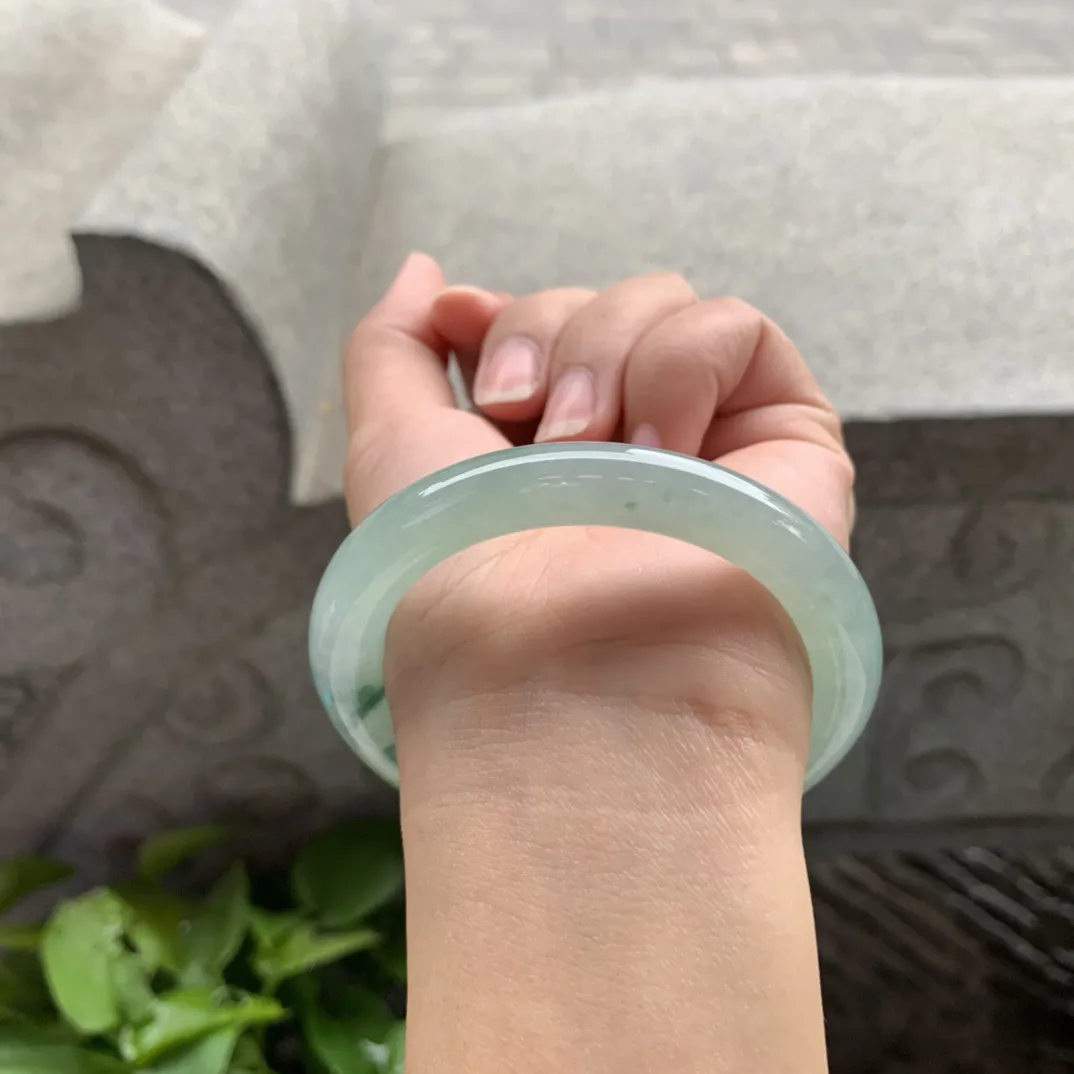 小圈口53.5-8.8 【冰飘花圆条手镯】  圆条53 54可戴