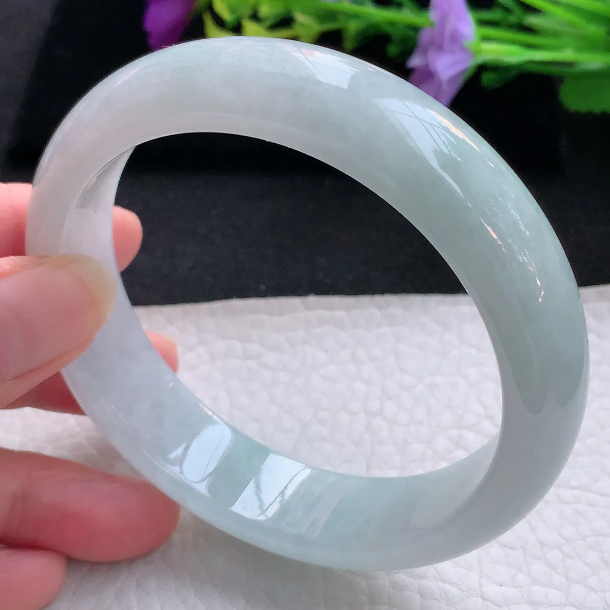 nr大圈口62*15.88.5轮胎平安镯 天然翡翠A货手镯淡绿加宽正圈玉镯子