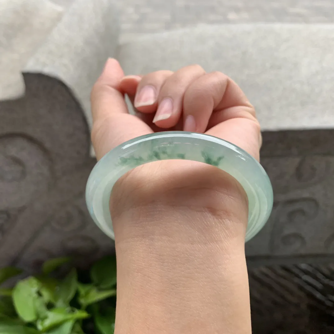 小圈口53.5-8.8 【冰飘花圆条手镯】  圆条53 54可戴