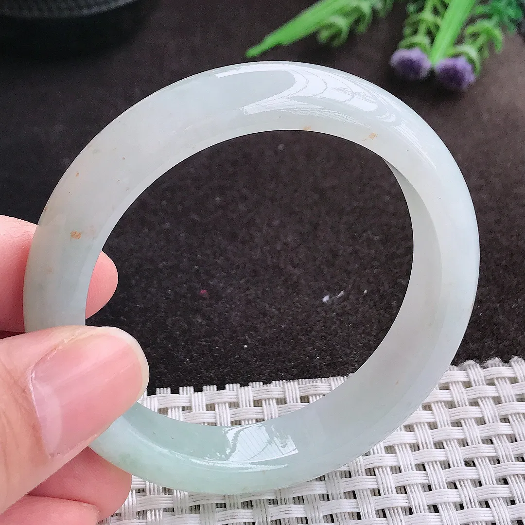 实拍A货翡翠53/12.3/8老坑冰润水灵飘花手镯宽边玉镯手环