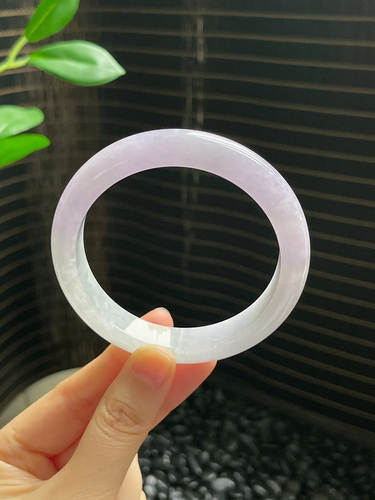 正圈60.5圈口，翡翠糯化种紫色手镯