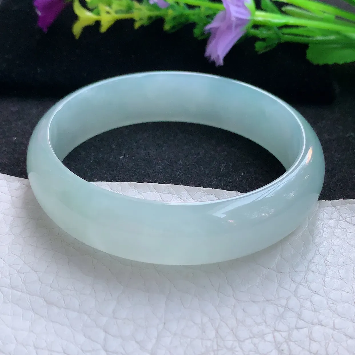 nr实拍58*15.5*6.5轮胎镯 天然翡翠A货手镯冰晴宽边正圈玉镯子