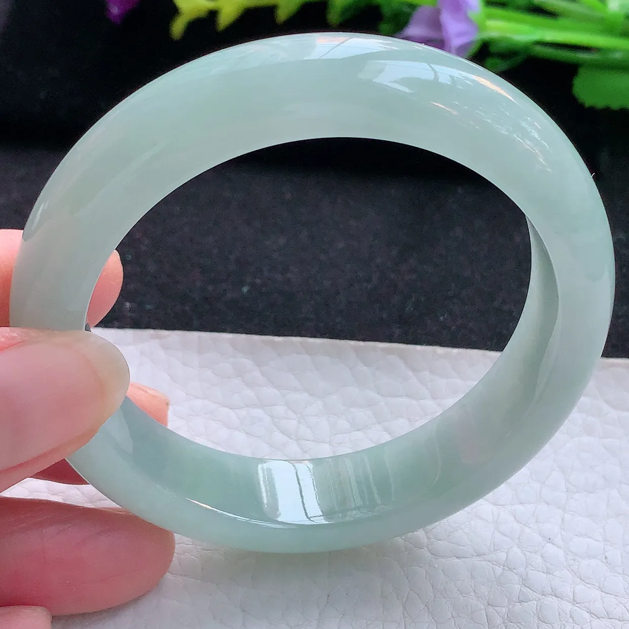 ee实拍55*13.2*8.5平安镯 天然翡翠A货手镯晴底宽边正圈玉镯子