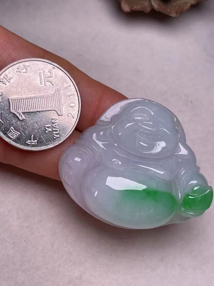 冰糯种飘绿【佛公】吊坠，种水好，玉质细腻 ，卖相好‘