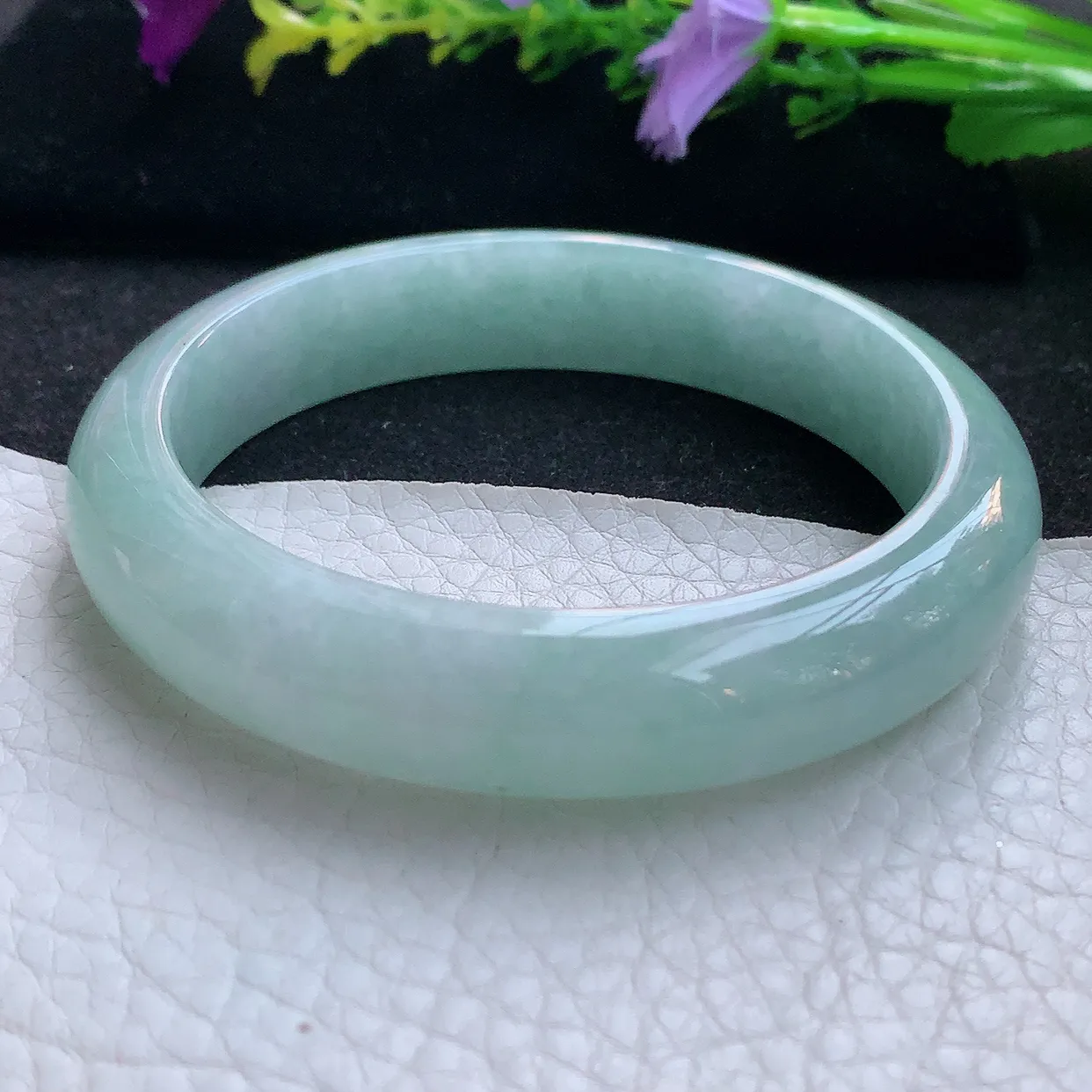 nr实拍59*13*8.3平安镯 天然翡翠A货手镯天空蓝宽边正圈玉镯子