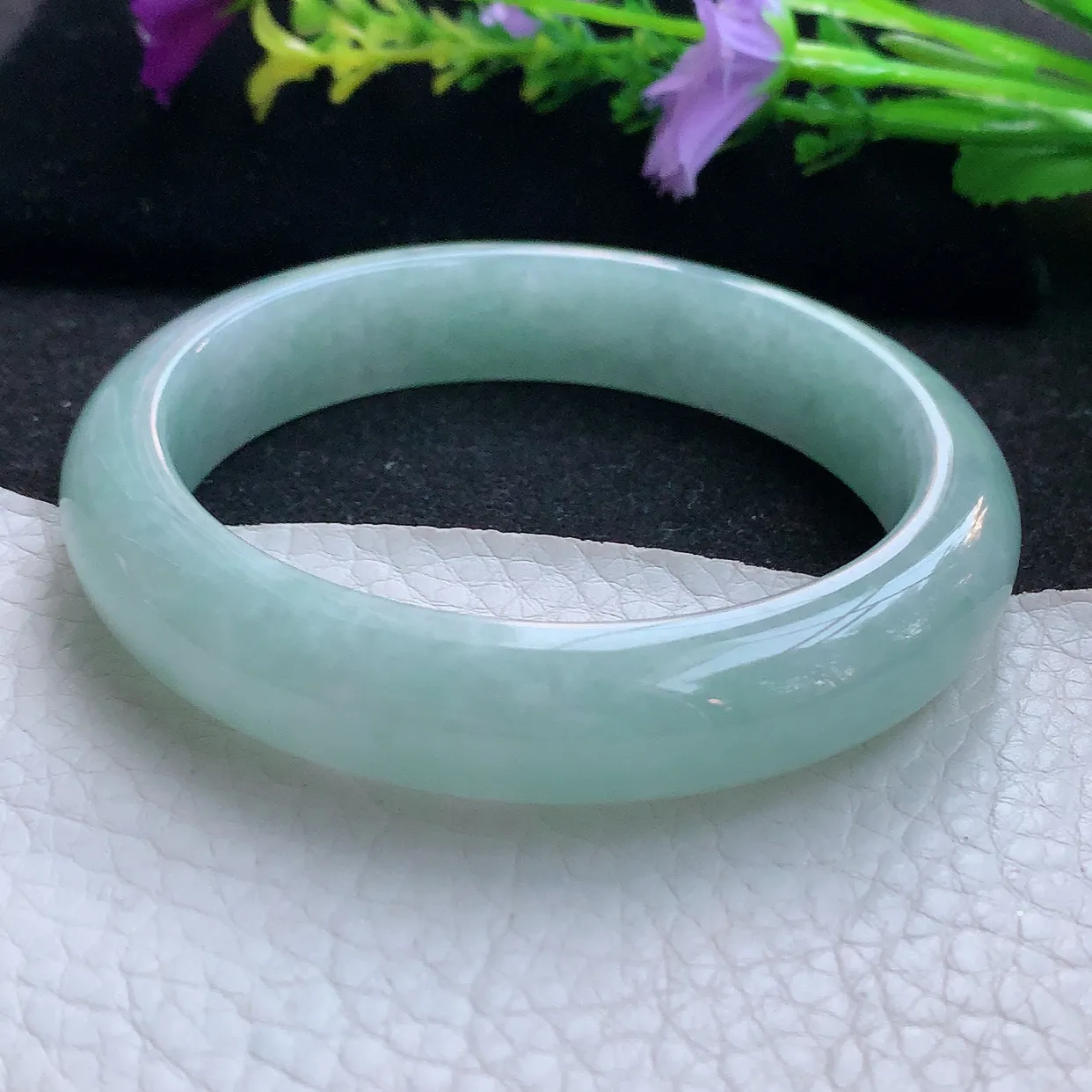 nr实拍59*13*8.3平安镯 天然翡翠A货手镯天空蓝宽边正圈玉镯子