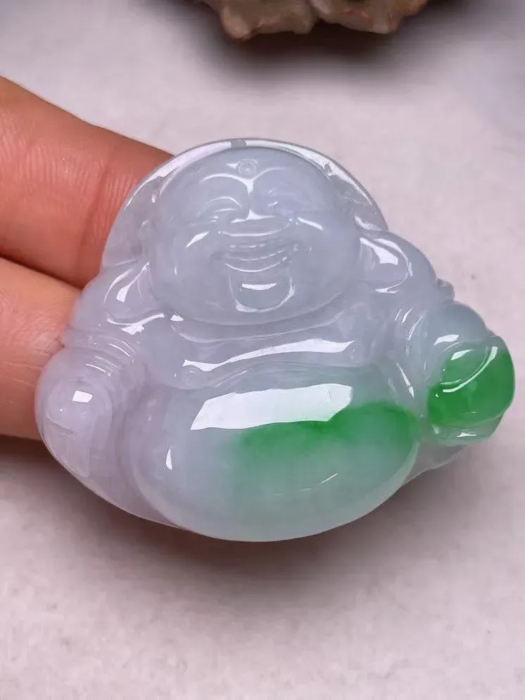 冰糯种飘绿【佛公】吊坠，种水好，玉质细腻 ，卖相好‘