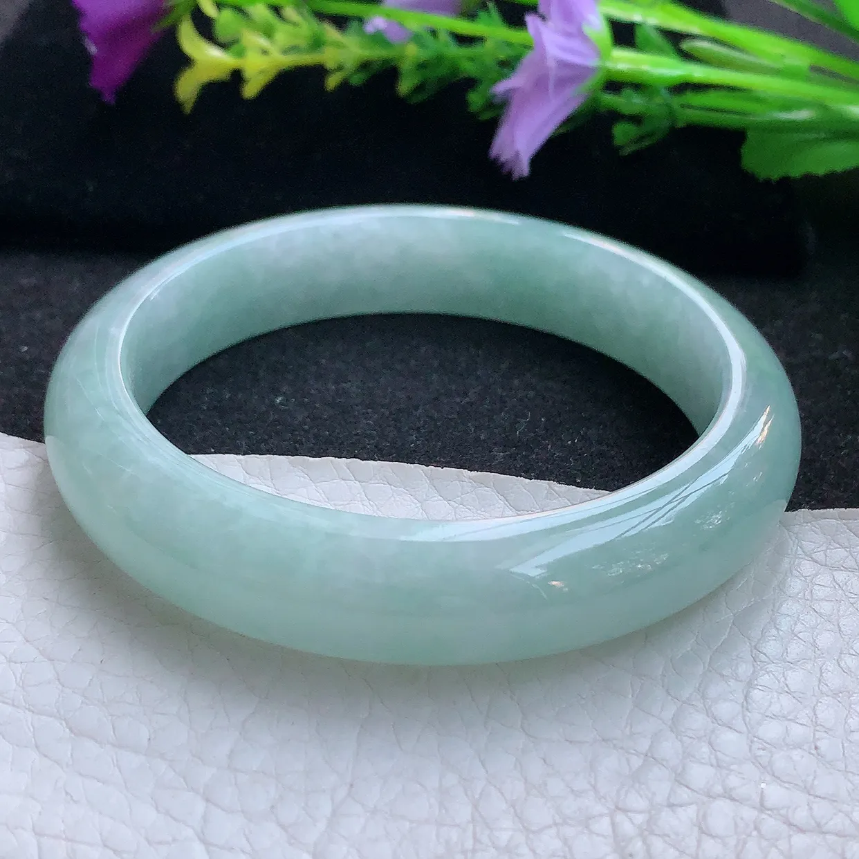 nr实拍59*13*8.3平安镯 天然翡翠A货手镯天空蓝宽边正圈玉镯子