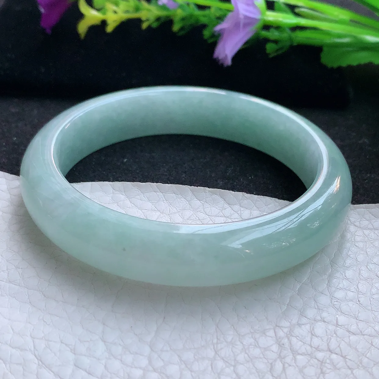 nr实拍59*13*8.3平安镯 天然翡翠A货手镯天空蓝宽边正圈玉镯子