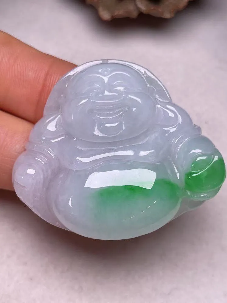 冰糯种飘绿【佛公】吊坠，种水好，玉质细腻 ，卖相好‘