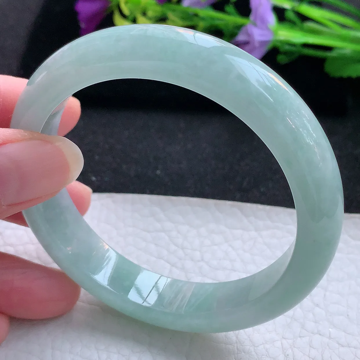 nr实拍59*13*8.3平安镯 天然翡翠A货手镯天空蓝宽边正圈玉镯子